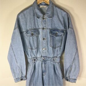 Blue Denim Jumpsuit Long Sleeve Size M/L Casual Travel Cotton Trendy